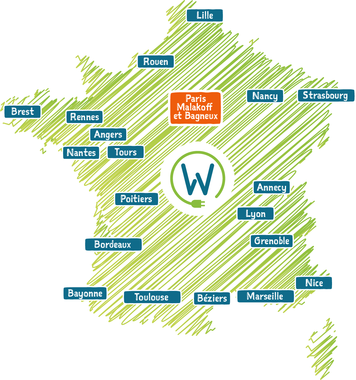 Carte de France WAAT et ses régions